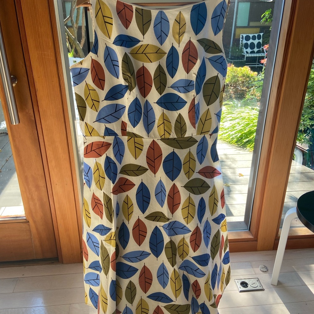 ModCloth Heartbreaker Leaf Print Midi Dress Mod Retro Plus Size 2x